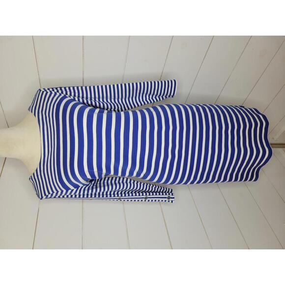 Talbots medium blue & white stripe midi dress. - Picture 2 of 6